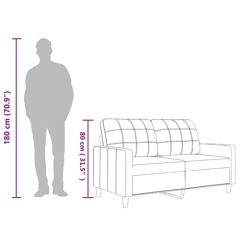 Vidaxl Metal 2-Seater Sofa Black Faux Leather