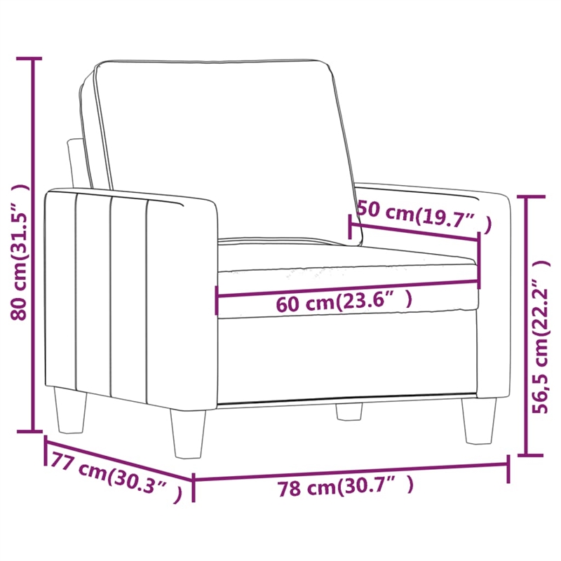 Vidaxl Single Sofa Chair in Dark Grey Fabric