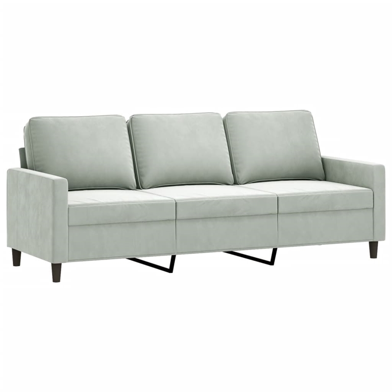 Vidaxl Metal 3-Seater Sofa in Light Gray Polyester Velvet