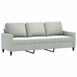 Vidaxl Metal 3-Seater Sofa in Light Gray Polyester Velvet