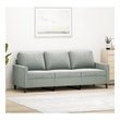 Vidaxl Metal 3-Seater Sofa in Light Gray Polyester Velvet