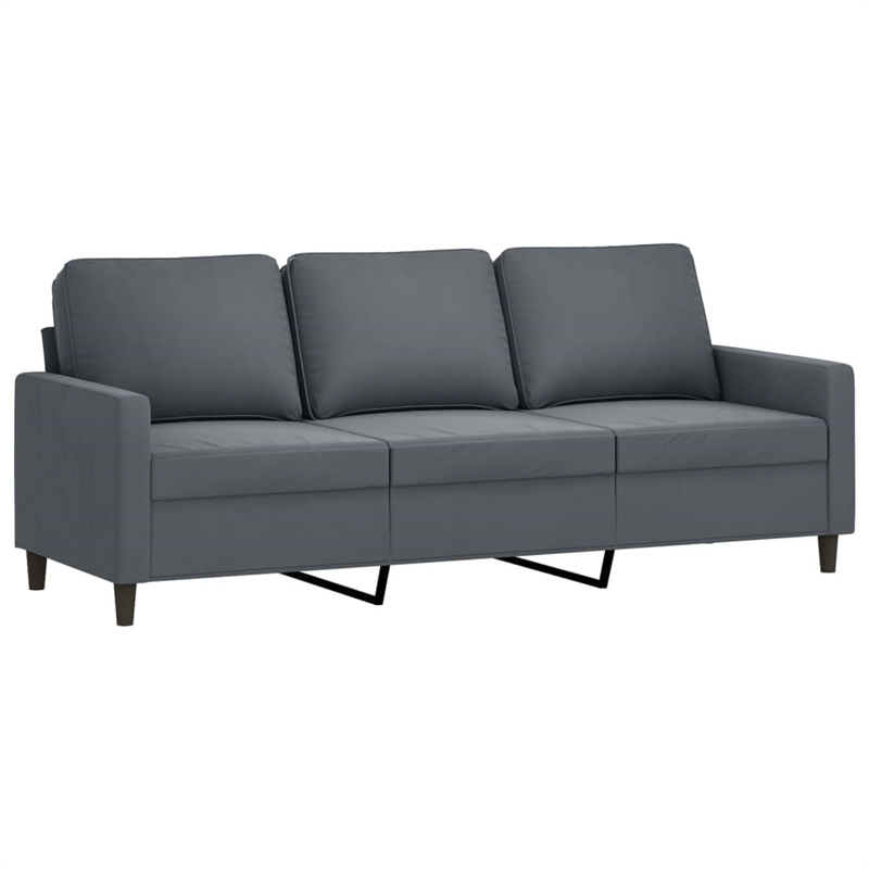 Vidaxl Metal 3-Seater Sofa in Dark Gray Velvet