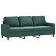 Vidaxl Metal 3-Seater Sofa in Dark Green Polyester Velvet