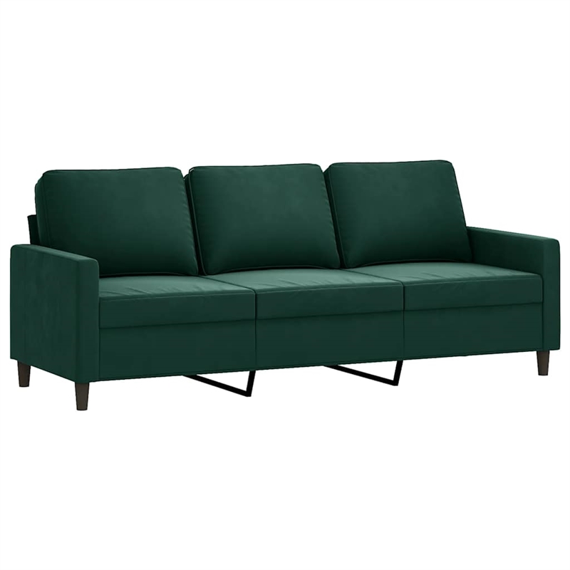 Vidaxl Metal 3-Seater Sofa in Dark Green Polyester Velvet