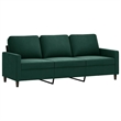 Vidaxl Metal 3-Seater Sofa in Dark Green Polyester Velvet