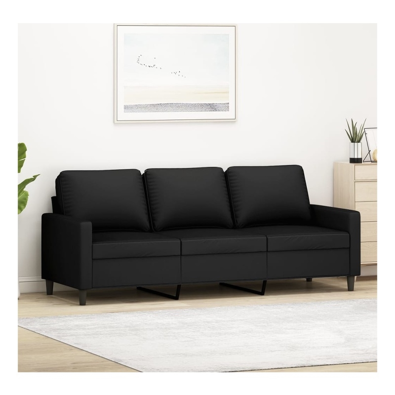 Vidaxl Metal 3-Seater Sofa in Black Polyester Velvet