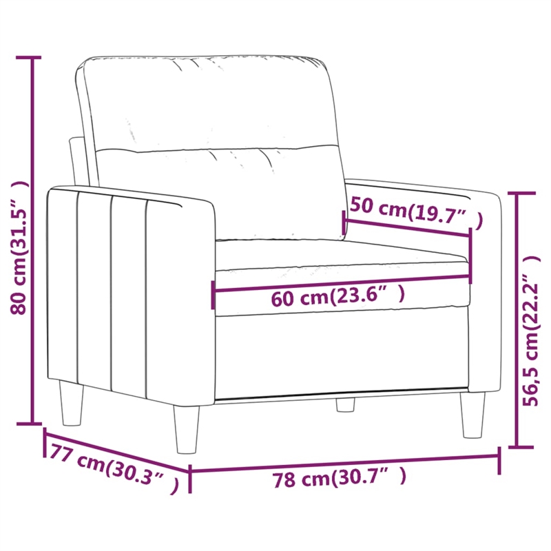 Vidaxl Single Sofa Chair in Dark Gray Fabric