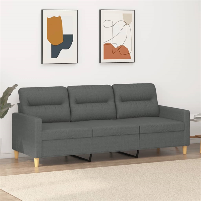 Vidaxl Metal 3-Seater Sofa in Dark Gray Polyester
