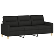 Vidaxl Metal 3-Seater Sofa in Black Polyester Fabric
