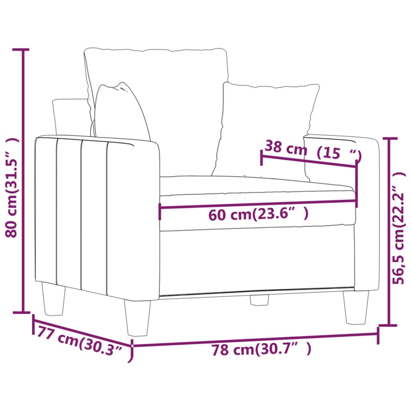 Vidaxl Single Sofa Chair in Dark Grey Fabric Single