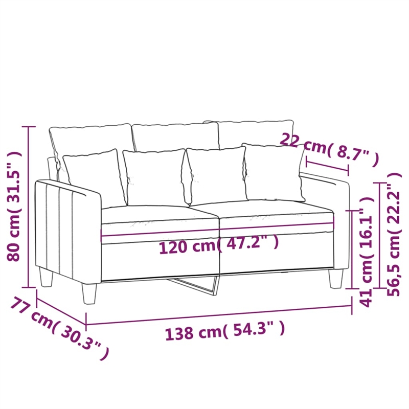 Vidaxl 2-Seater Sofa in Dark Grey Fabric