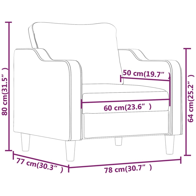 Vidaxl Single Sofa Chair in Dark Grey Fabric