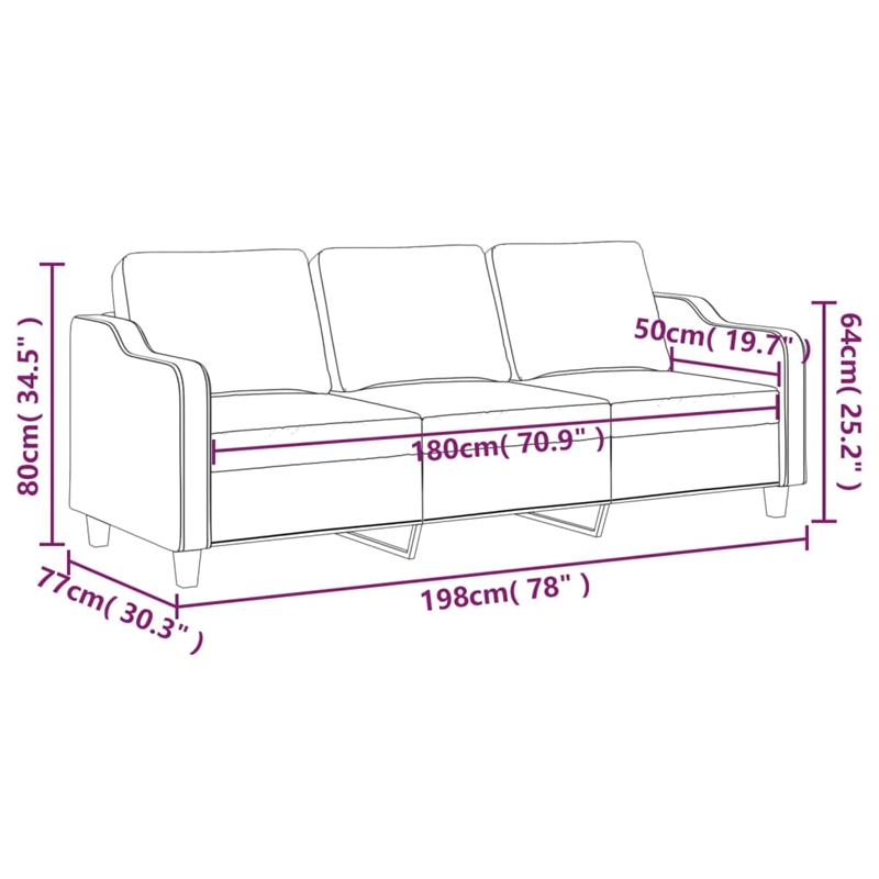 Vidaxl 3-Seater Sofa in Black Fabric