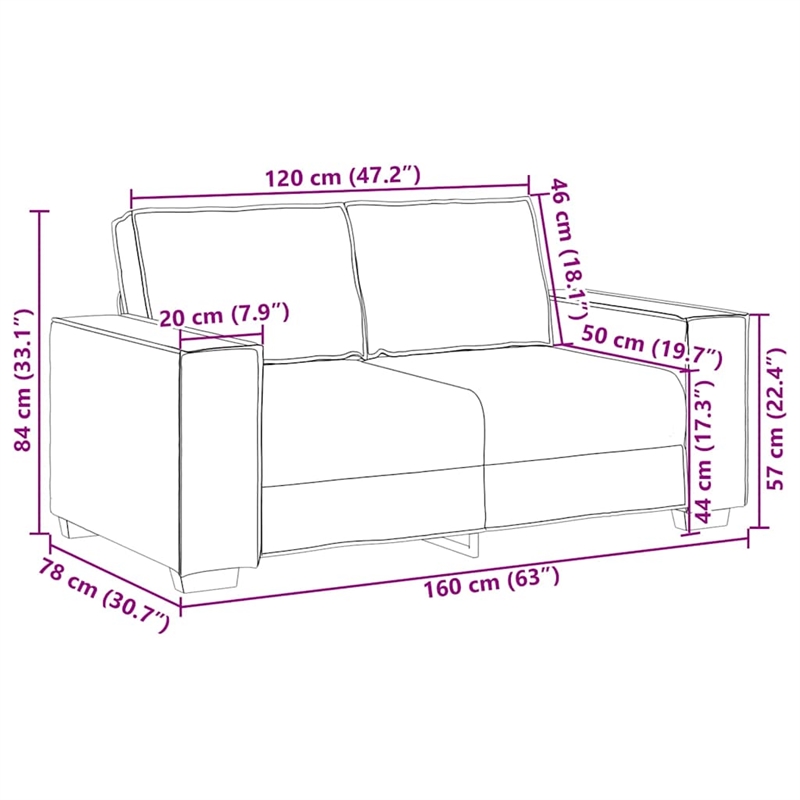 Vidaxl 2-Seater Sofa in Black