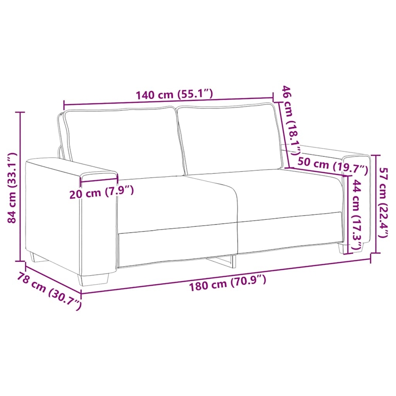 Vidaxl 2-Seater Sofa in Black Velvet