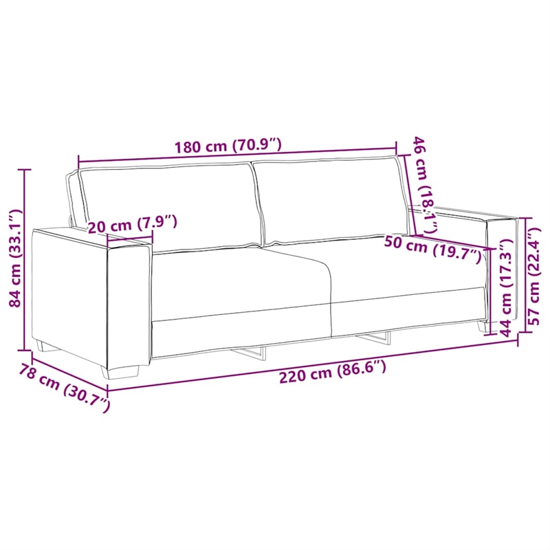 Vidaxl 3-Seater Sofa in Dark Grey Velvet