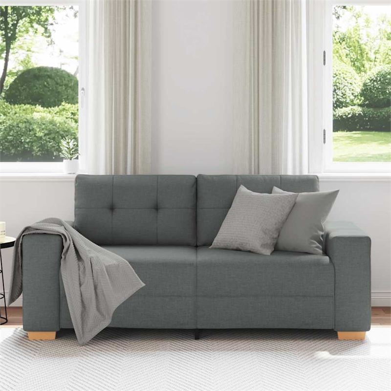 Vidaxl Loveseat Sofa Dark Grey in Polyester Fabric