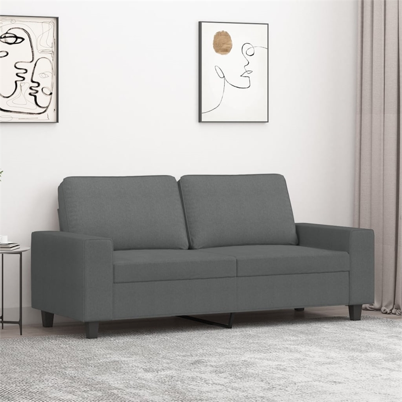 Vidaxl Metal 2-Seater Sofa in Dark Gray Polyester