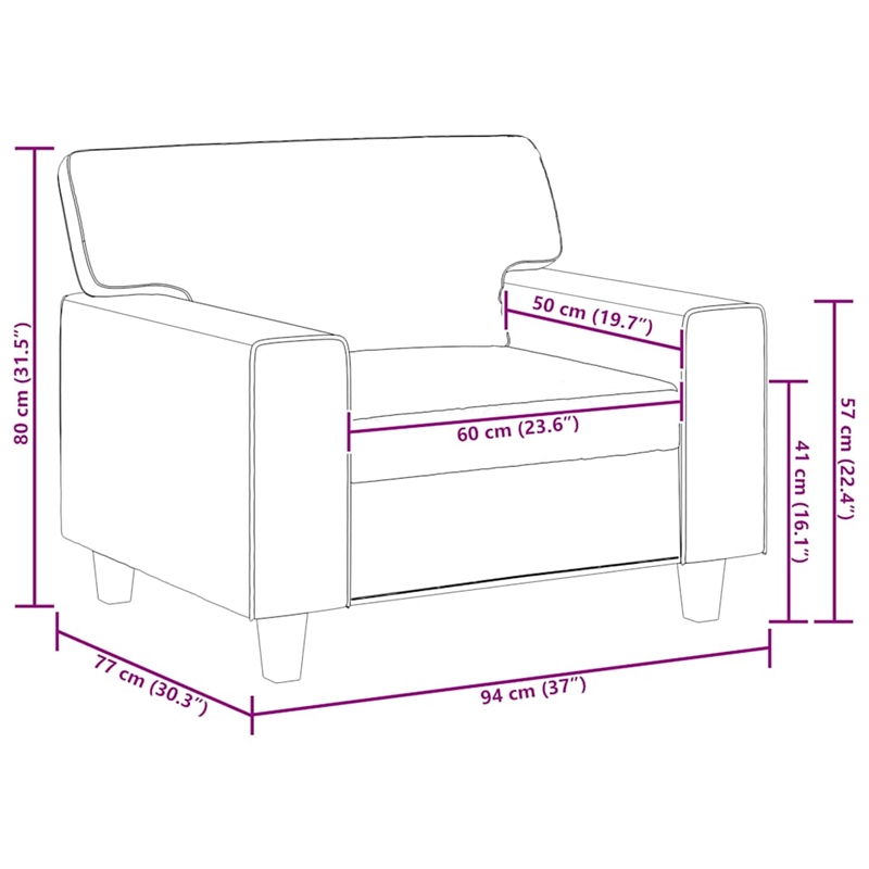 Vidaxl Single Sofa Chair in Black Faux Leather