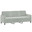 Vidaxl Metal 3-Seater Sofa in Light Grey Polyester Velvet
