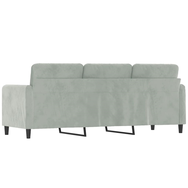 Vidaxl Metal 3-Seater Sofa in Light Grey Polyester Velvet
