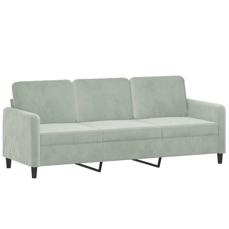 Vidaxl Metal 3-Seater Sofa in Light Grey Polyester Velvet