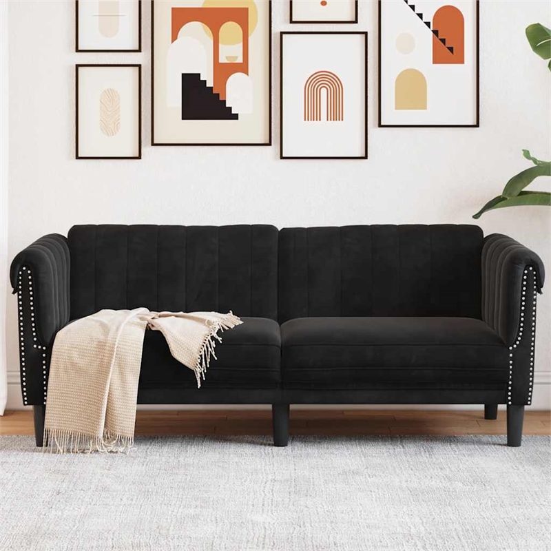 Vidaxl 2-Seater Stylish Design Sofa in Black Velvet