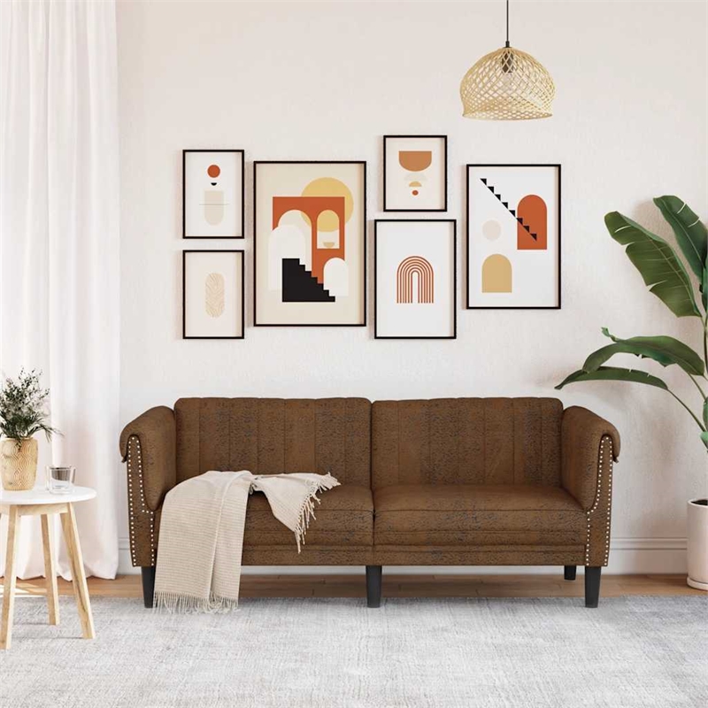 Vidaxl Sofa in Brown Faux Suede Leather