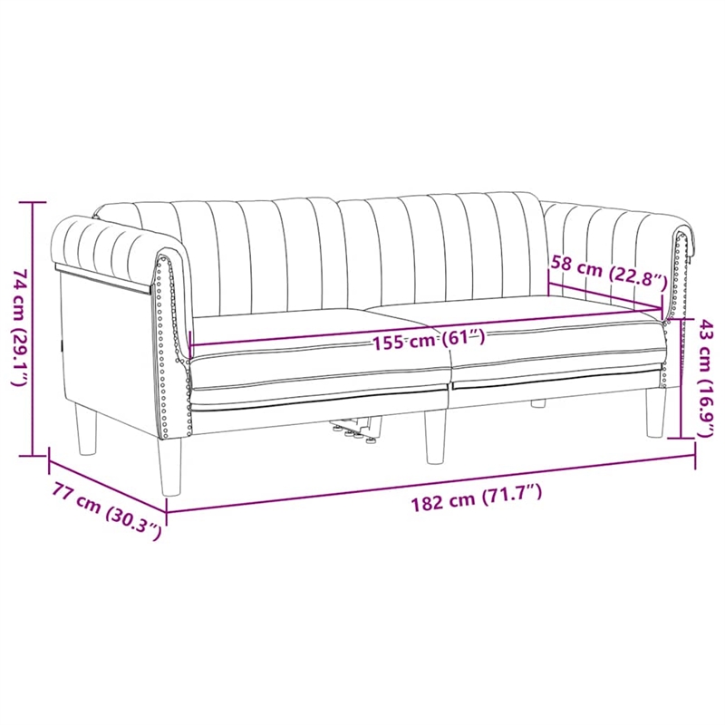 Vidaxl Sofa in Brown Faux Suede Leather
