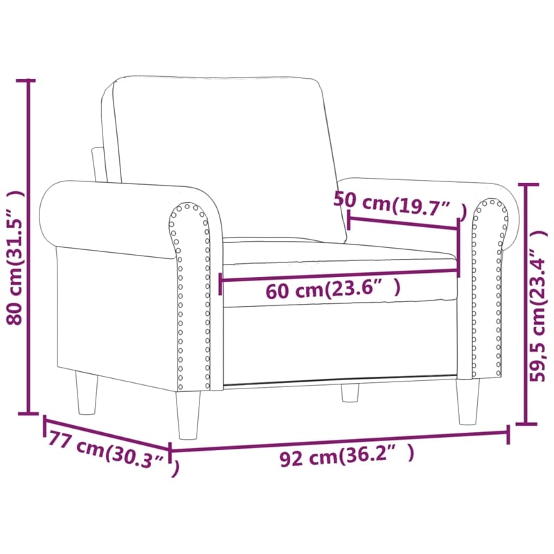 Vidaxl Single Sofa Chair in Black Velvet