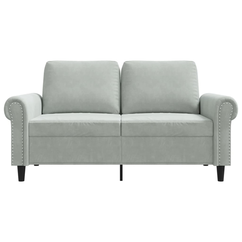Vidaxl Metal 2-Seater Sofa in Light Grey Polyester Velvet