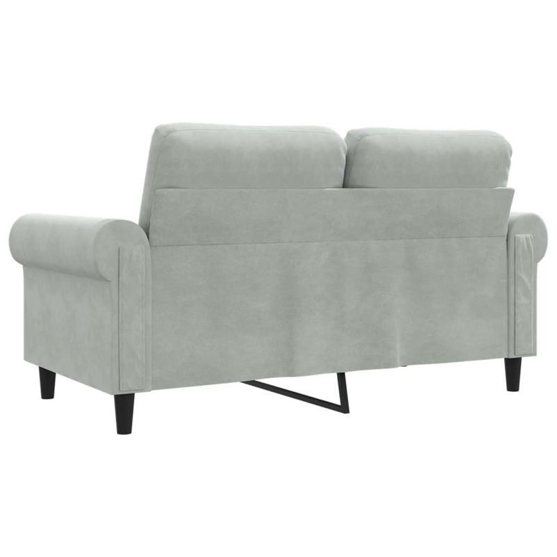 Vidaxl Metal 2-Seater Sofa in Light Grey Polyester Velvet