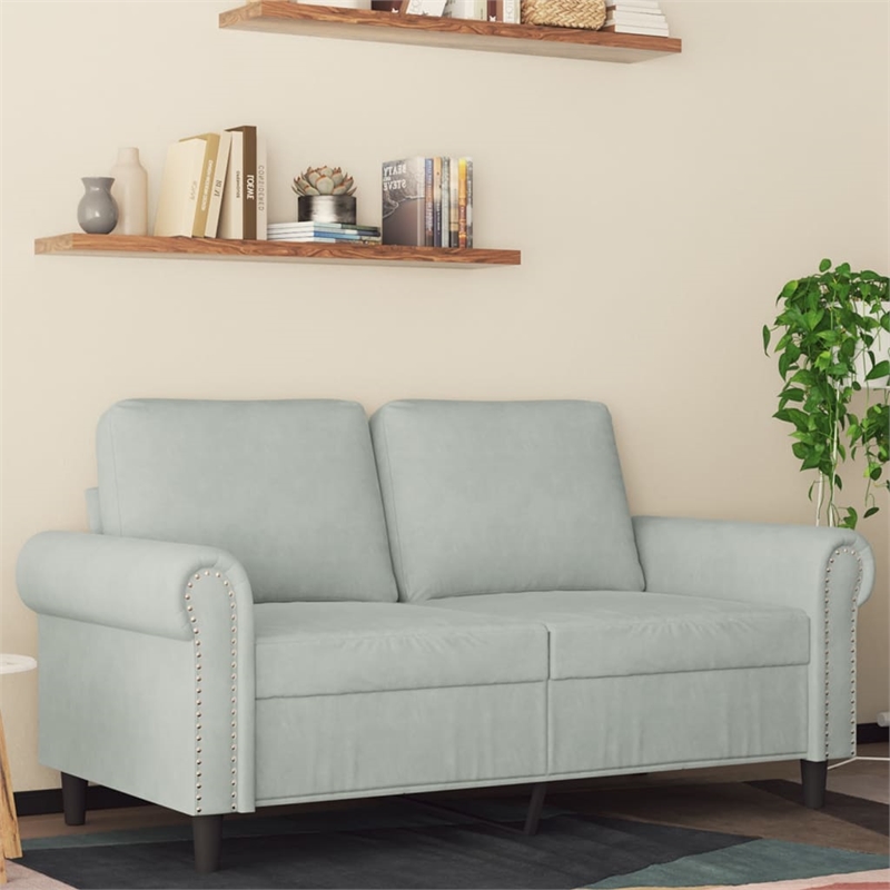 Vidaxl Metal 2-Seater Sofa in Light Grey Polyester Velvet