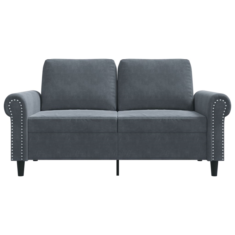 Vidaxl Metal 2-Seater Sofa in Dark Grey Polyester Velvet