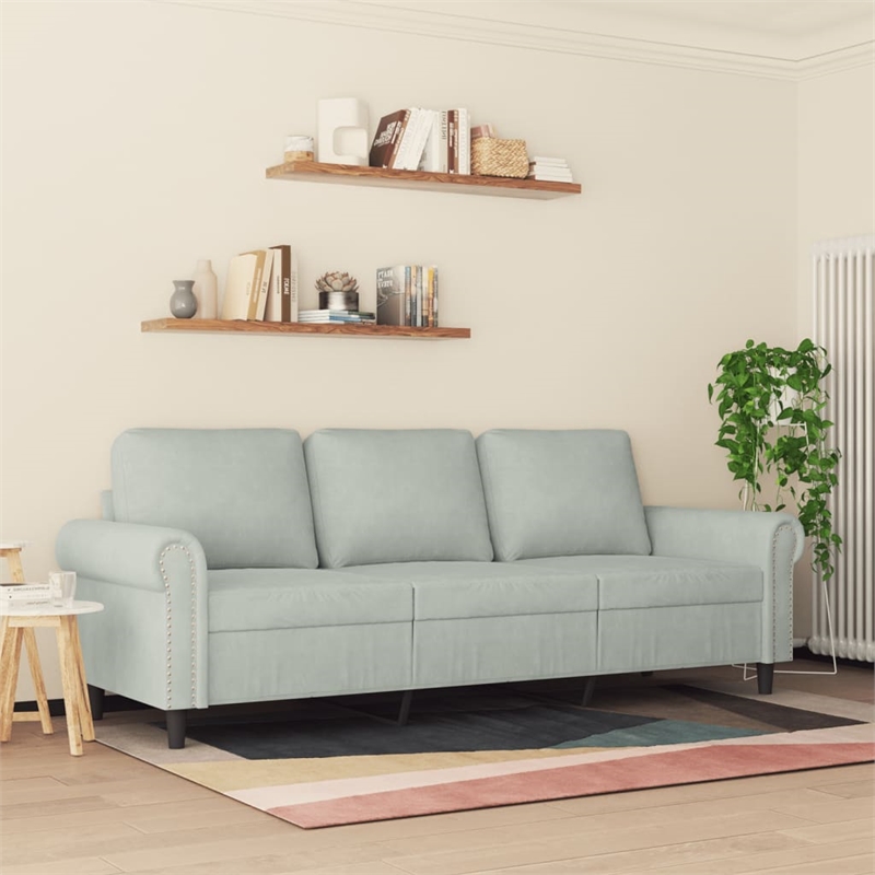 Vidaxl Metal 3-Seater Sofa in Light Grey Polyester