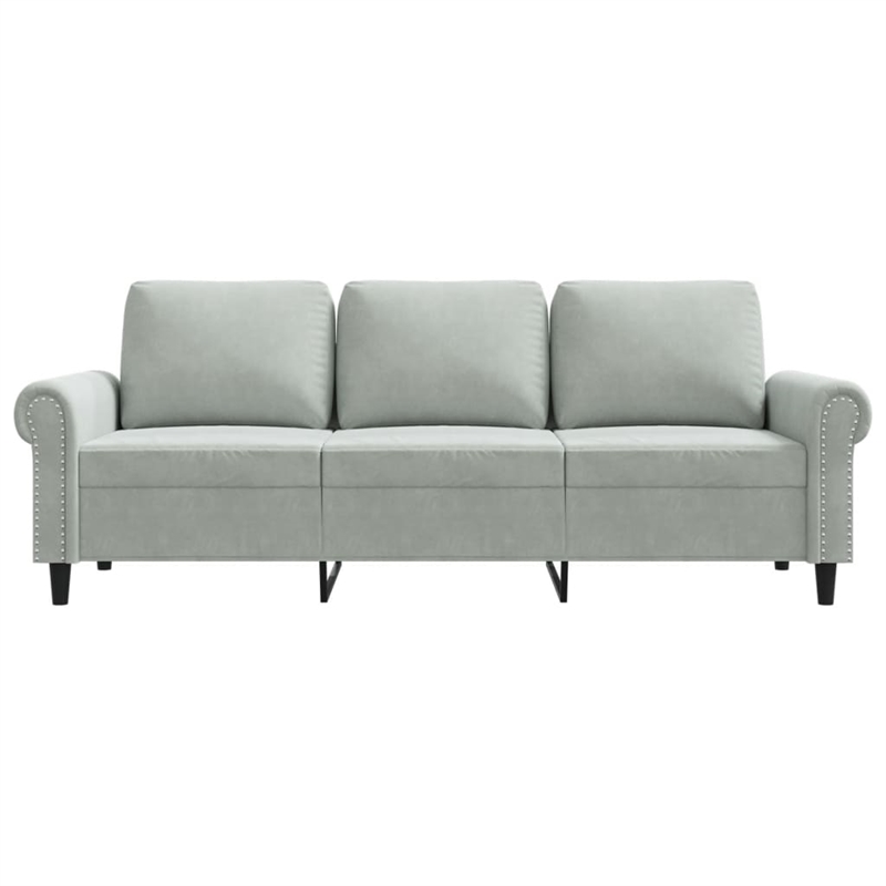 Vidaxl Metal 3-Seater Sofa in Light Grey Polyester