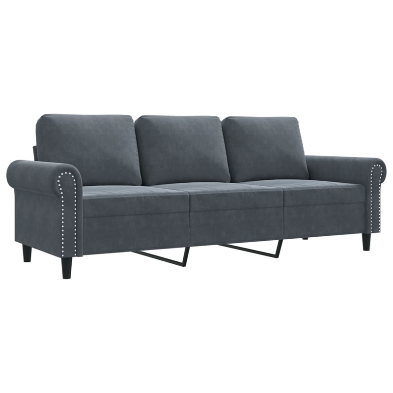 Vidaxl 3-Seater Sofa in Dark Grey Velvet