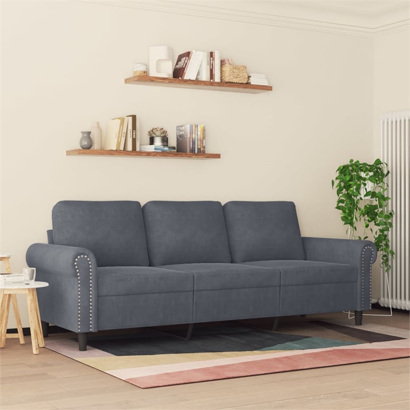 Vidaxl 3-Seater Sofa in Dark Grey Velvet