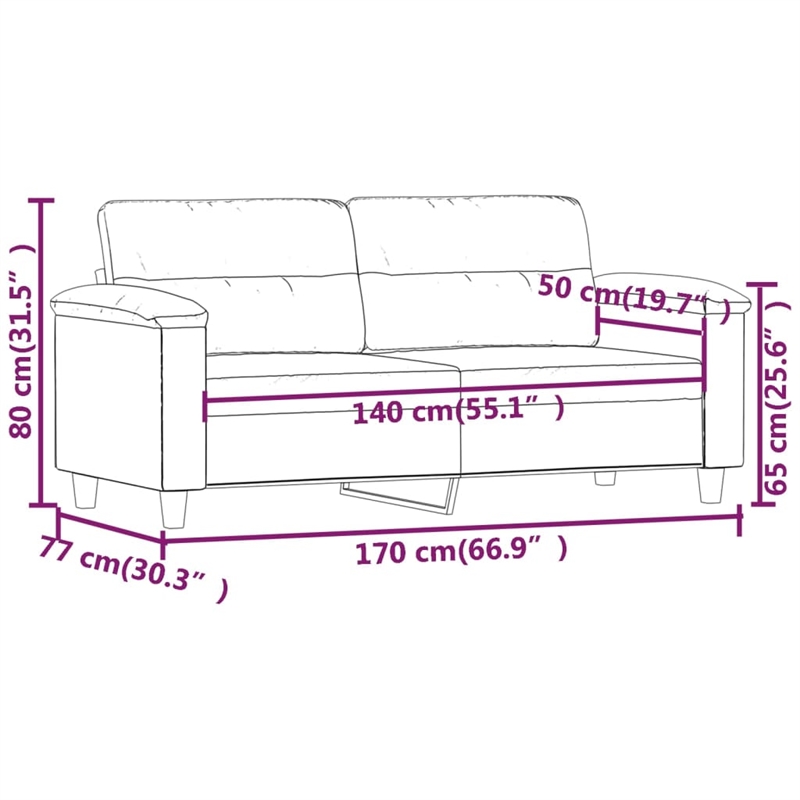 Vidaxl 2-Seater Sofa in Black Faux Leather