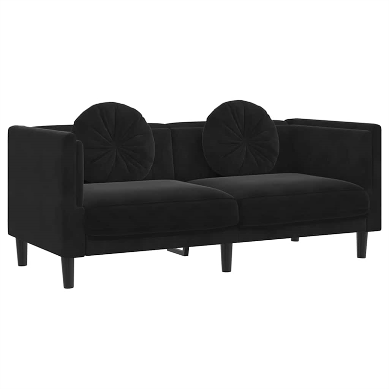 Vidaxl 2-Seater Sofa in Black Polyester Velvet