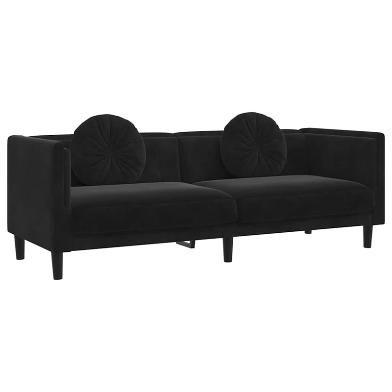 Vidaxl 3-Seater Sofa in Black Polyester Velvet