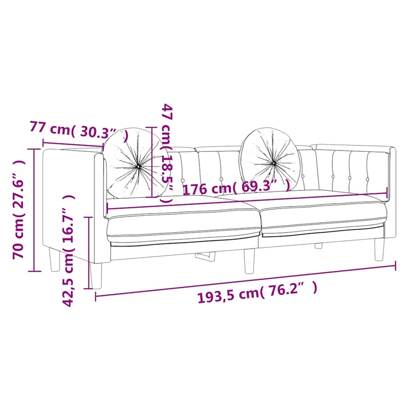Vidaxl 3-Seater Sofa in Black Polyester Velvet