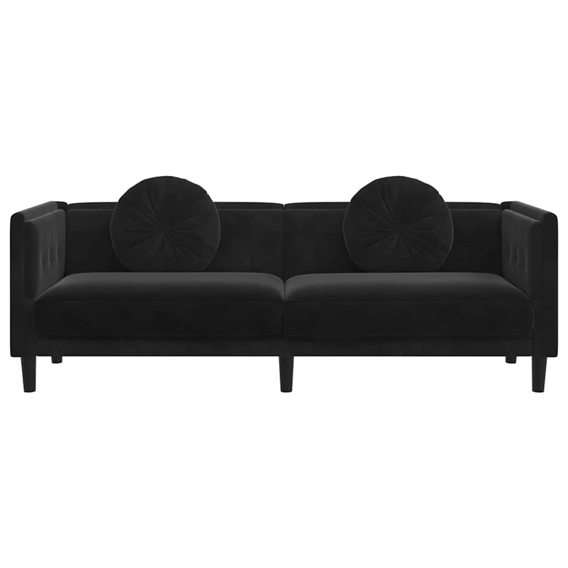 Vidaxl 3-Seater Sofa in Black Polyester Velvet