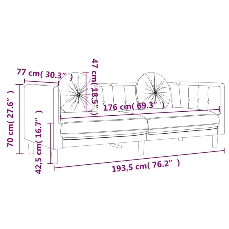 Vidaxl 3-Seater Sofa in Black Polyester Velvet