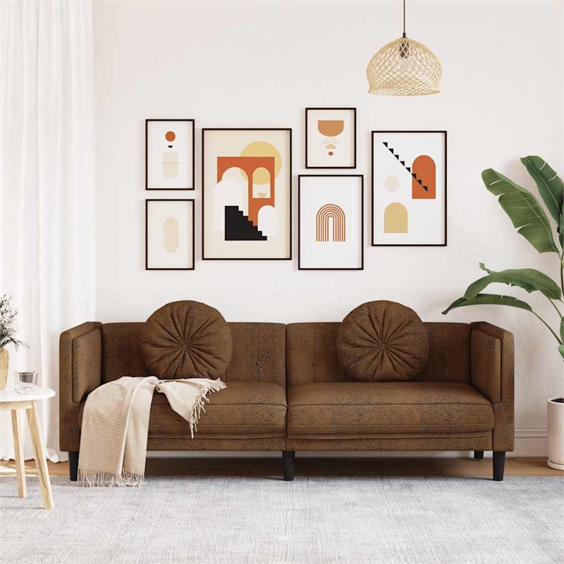 Vidaxl Sofa in Brown Faux Suede Leather