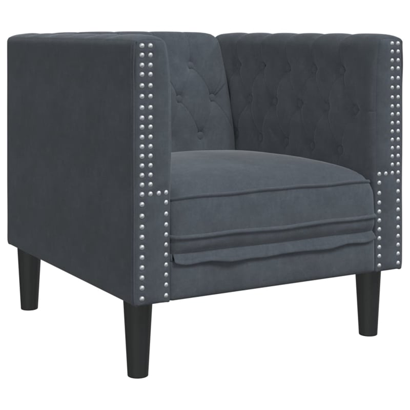 Vidaxl Chesterfield Single Sofa Chair in Dark Grey