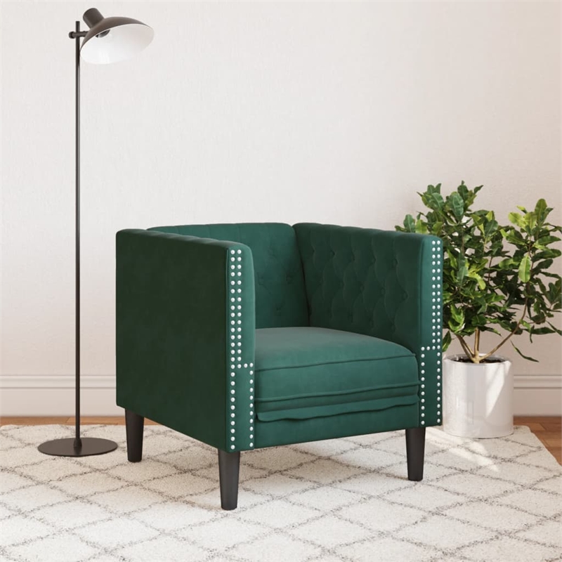 Vidaxl Chesterfield Single Sofa Chair in Dark Green
