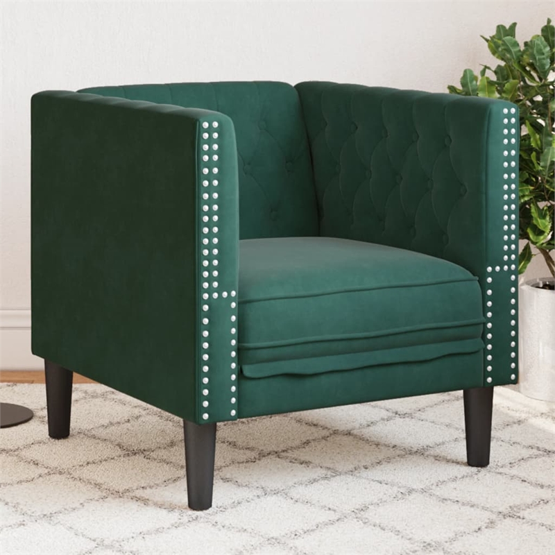 Vidaxl Chesterfield Single Sofa Chair in Dark Green