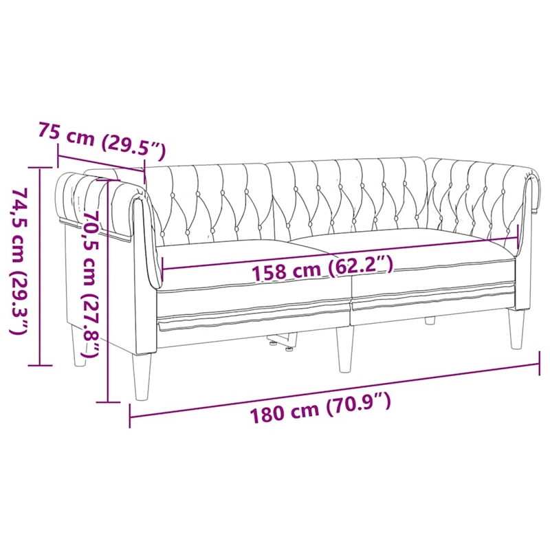Vidaxl Chesterfield Sofa in Brown Fabric