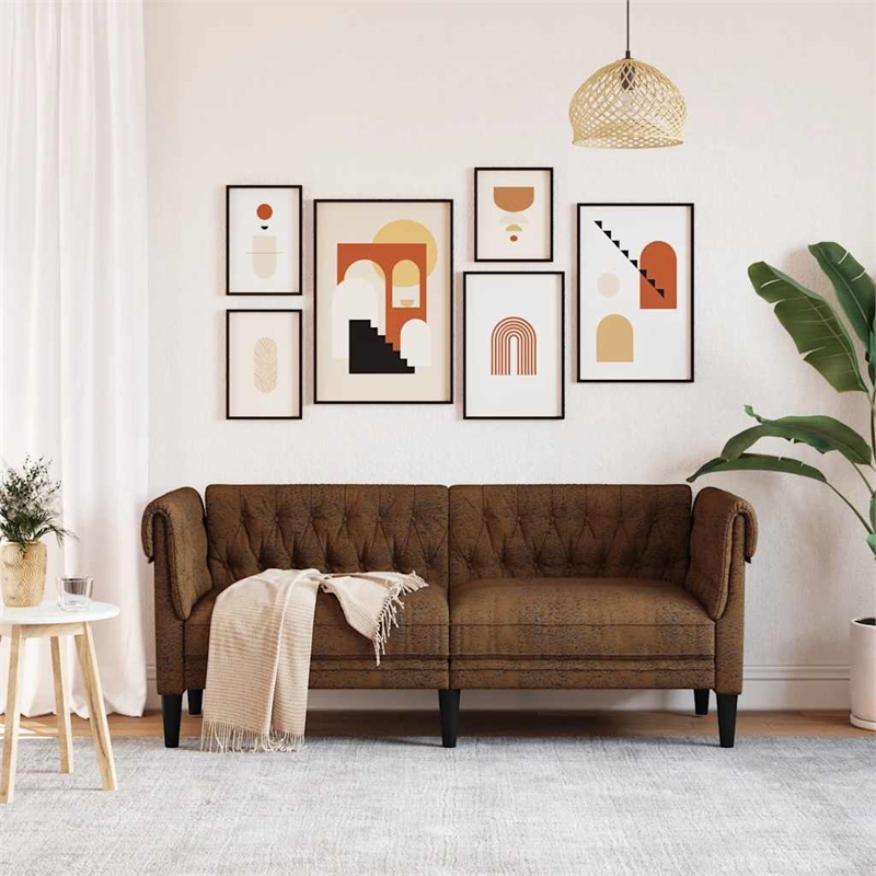 Vidaxl Chesterfield Sofa in Brown Fabric